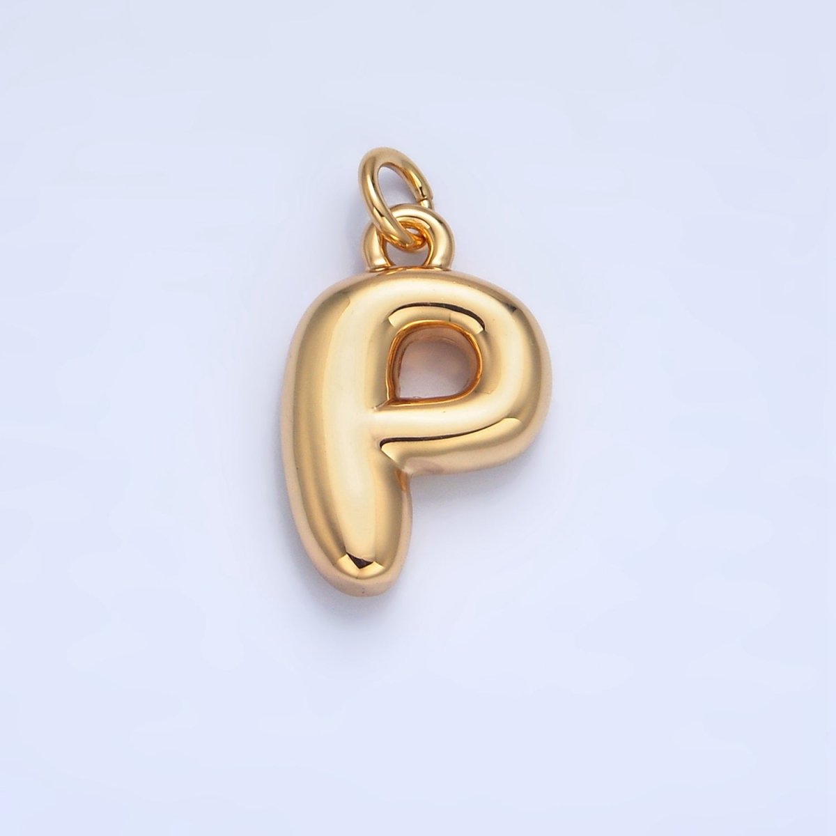 24K Gold Filled 17mm Initial Letter Chubby Balloon Charm | A1513 - A1525 - DLUXCA