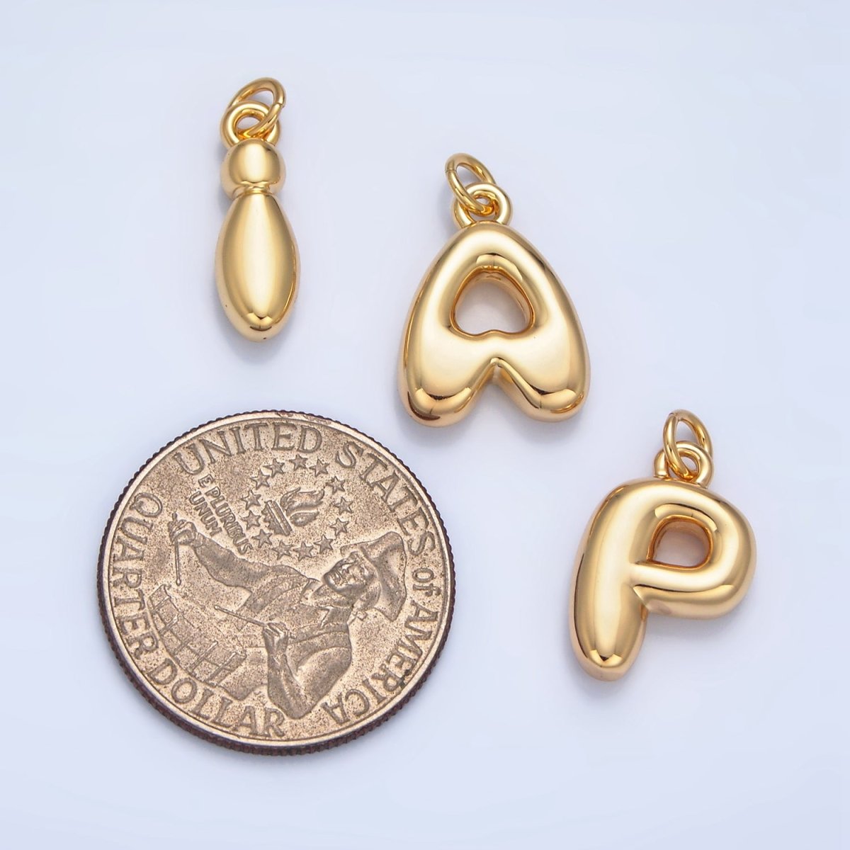 24K Gold Filled 17mm Initial Letter Chubby Balloon Charm | A1513 - A1525 - DLUXCA