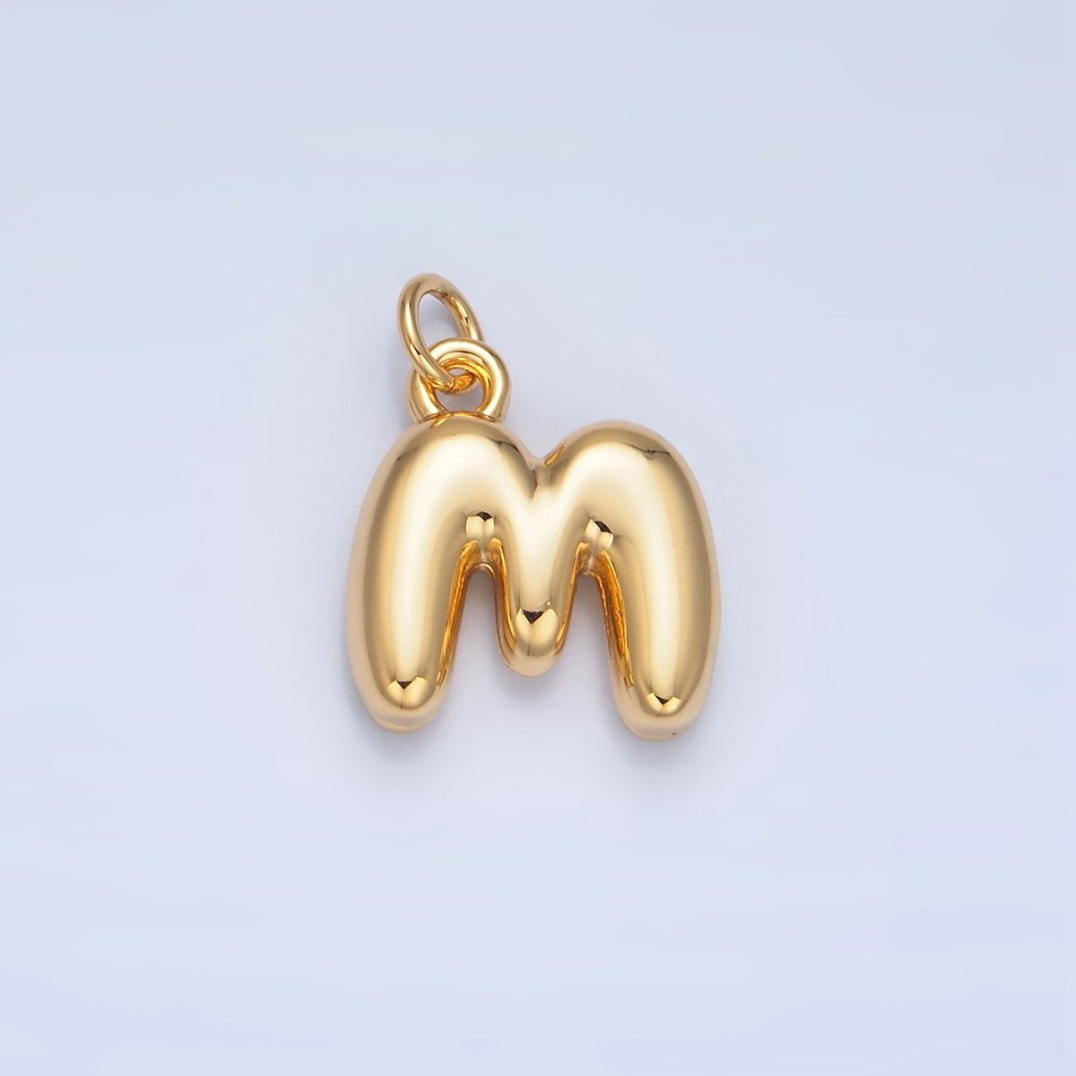 24K Gold Filled 17mm Initial Letter Chubby Balloon Charm | A1513 - A1525 - DLUXCA