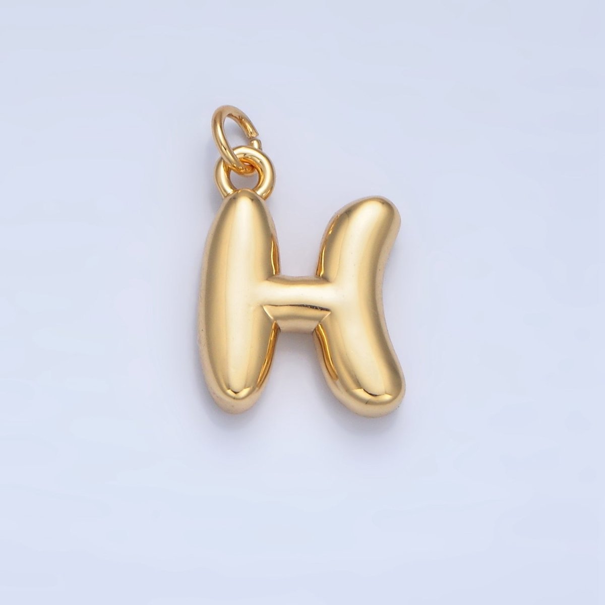 24K Gold Filled 17mm Initial Letter Chubby Balloon Charm | A1513 - A1525 - DLUXCA