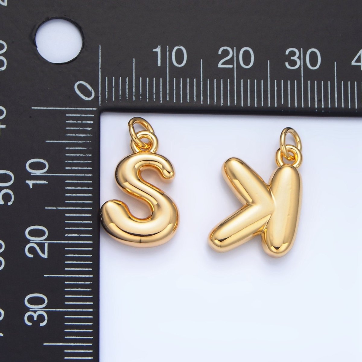 24K Gold Filled 17mm Initial Letter Chubby Balloon Charm | A1513 - A1525 - DLUXCA