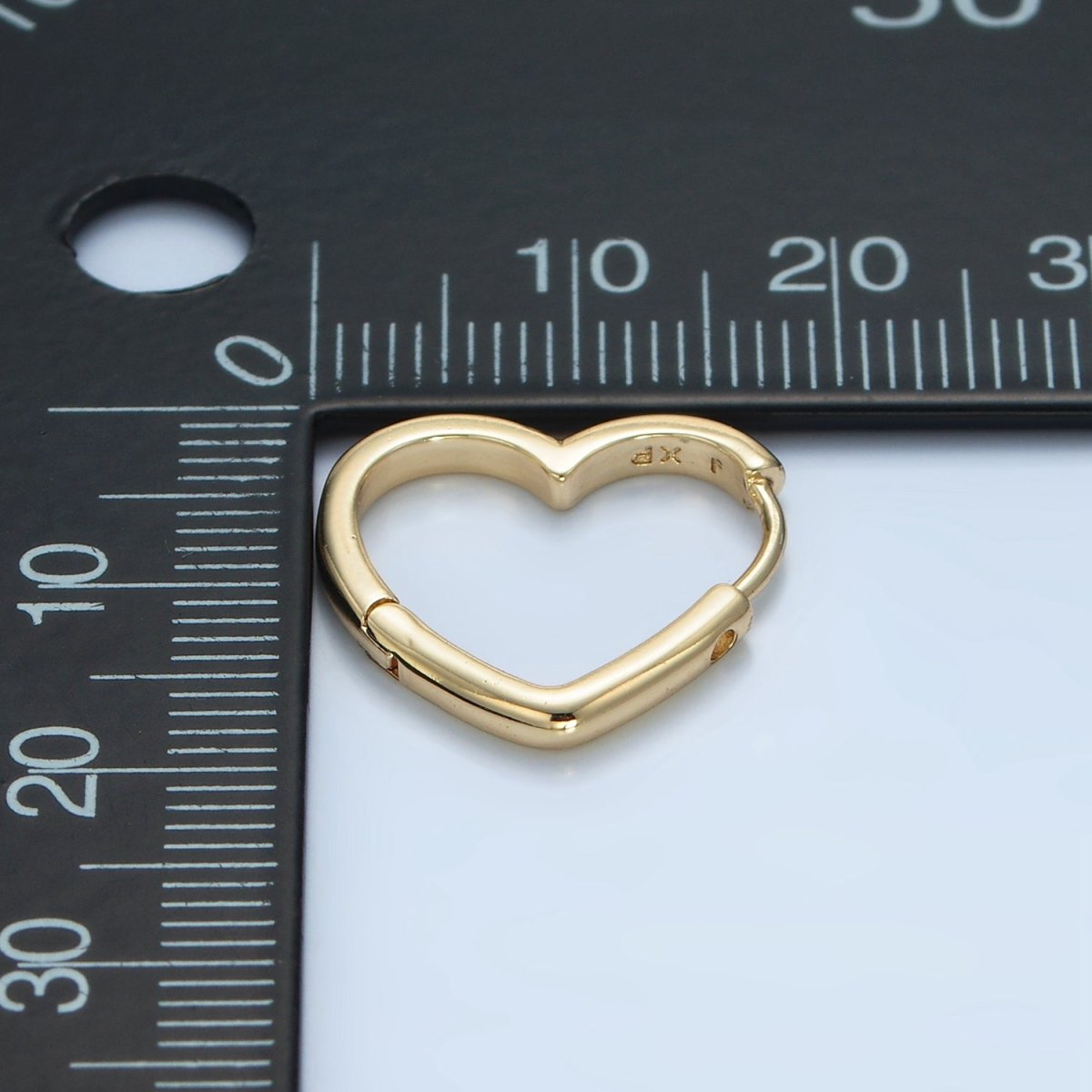 24K Gold Filled 17mm Micro Paved CZ Heart Huggie Earrings | AD770 - DLUXCA