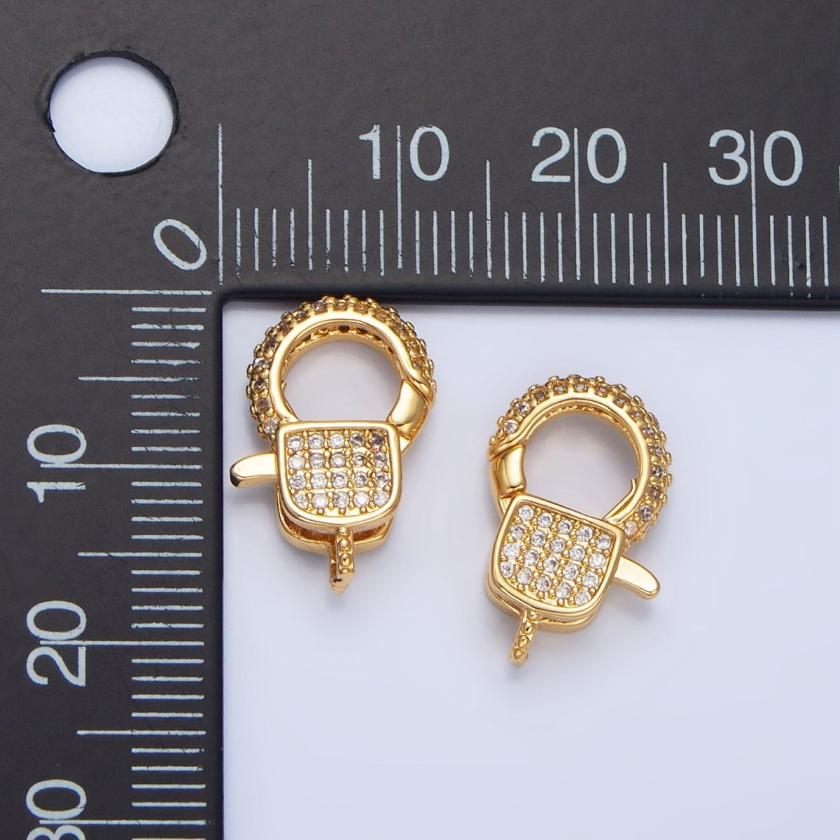 24K Gold Filled 17mm Micro Paved CZ Lobster Claw Clasps Findings | Z1007 - DLUXCA