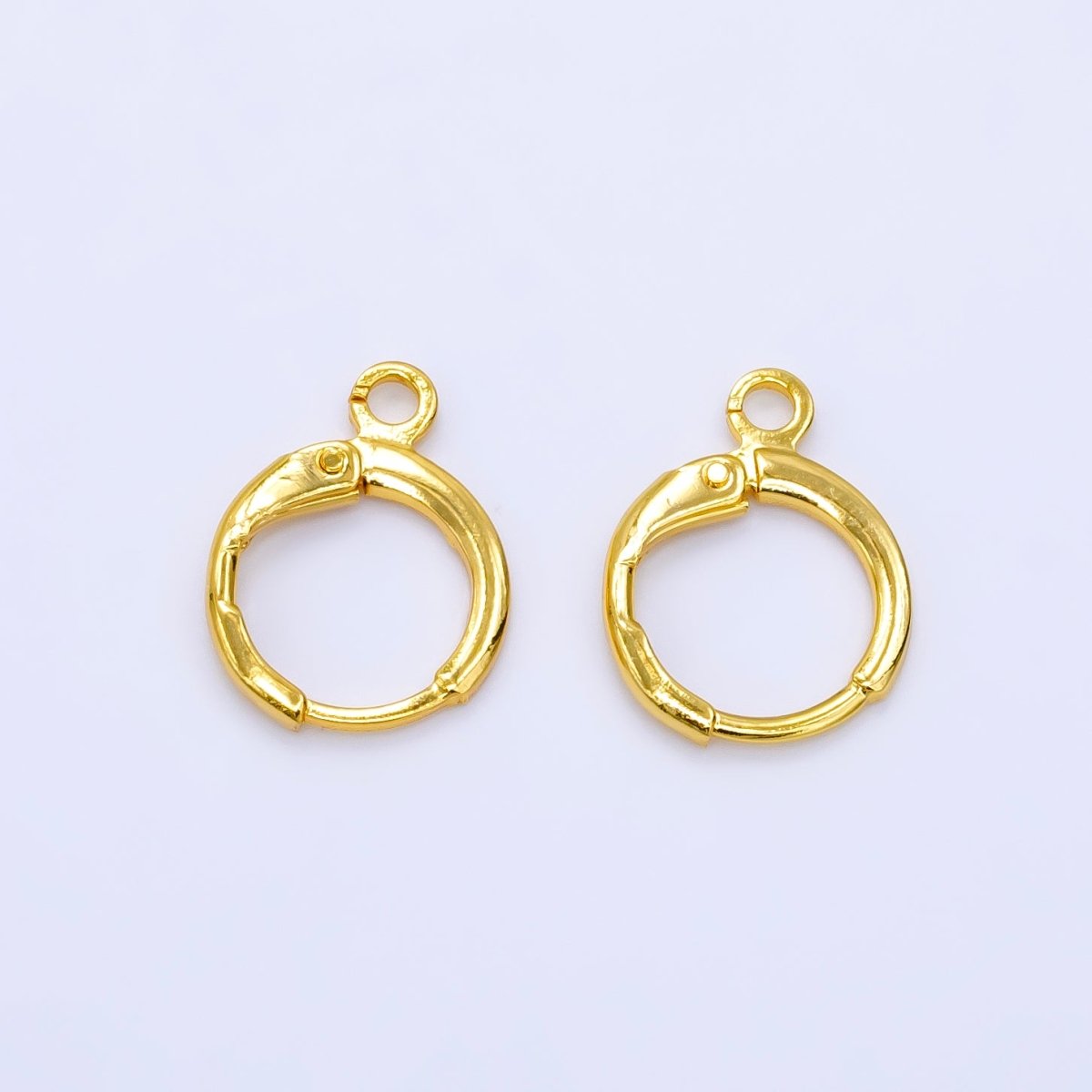 24K Gold Filled 17mm Minimalist Huggie Open Loop Drop Earring Findings | Z785 - DLUXCA