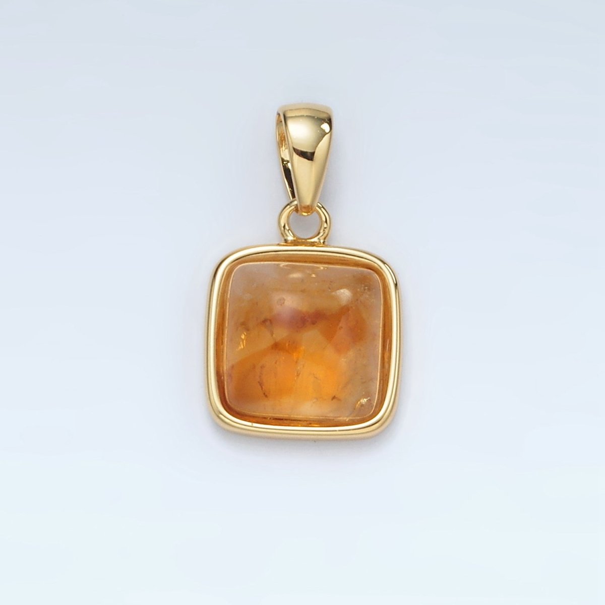 24K Gold Filled 17mm Natural Gemstone Bezel Square Pendant | AH165 - AH168 - DLUXCA