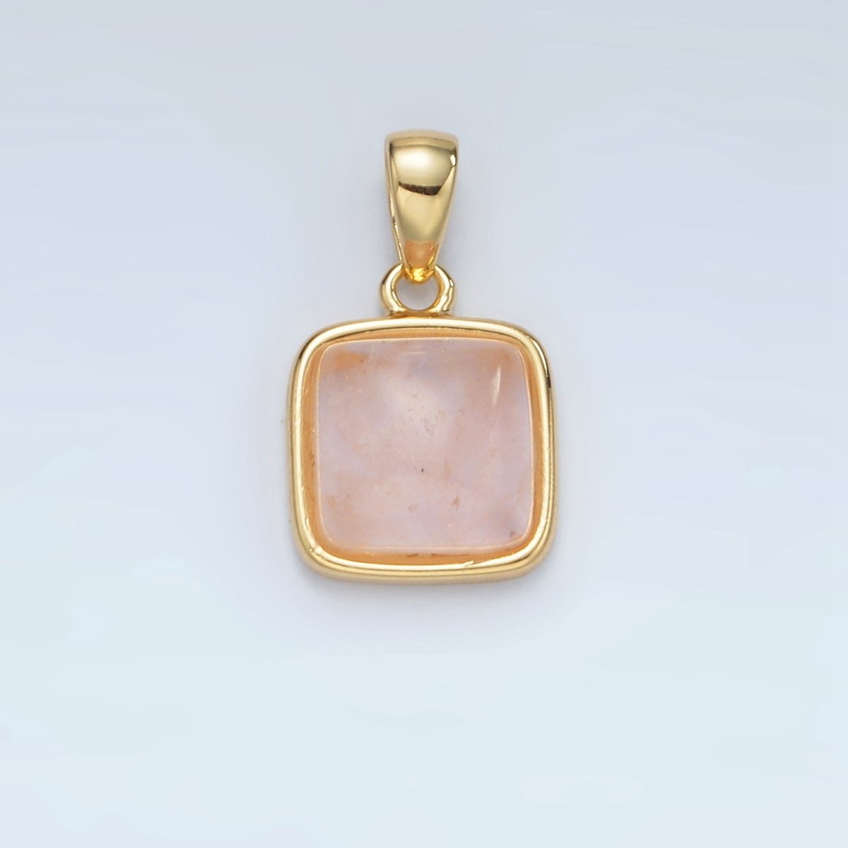 24K Gold Filled 17mm Natural Gemstone Bezel Square Pendant | AH165 - AH168 - DLUXCA