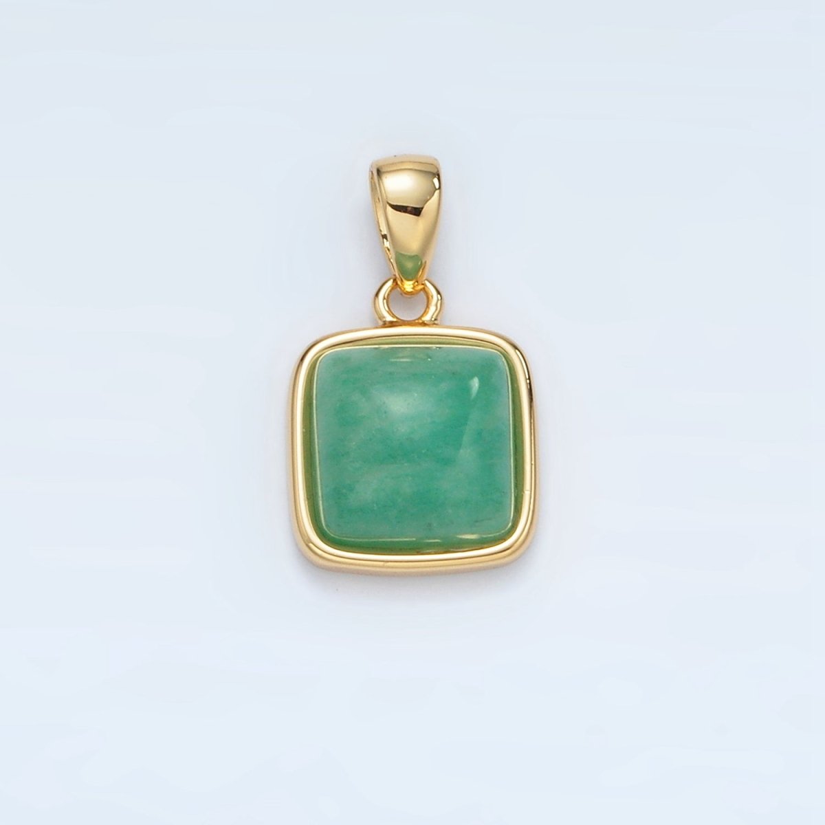 24K Gold Filled 17mm Natural Gemstone Bezel Square Pendant | AH165 - AH168 - DLUXCA