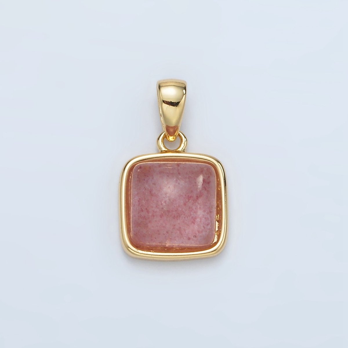 24K Gold Filled 17mm Natural Gemstone Bezel Square Pendant | AH165 - AH168 - DLUXCA