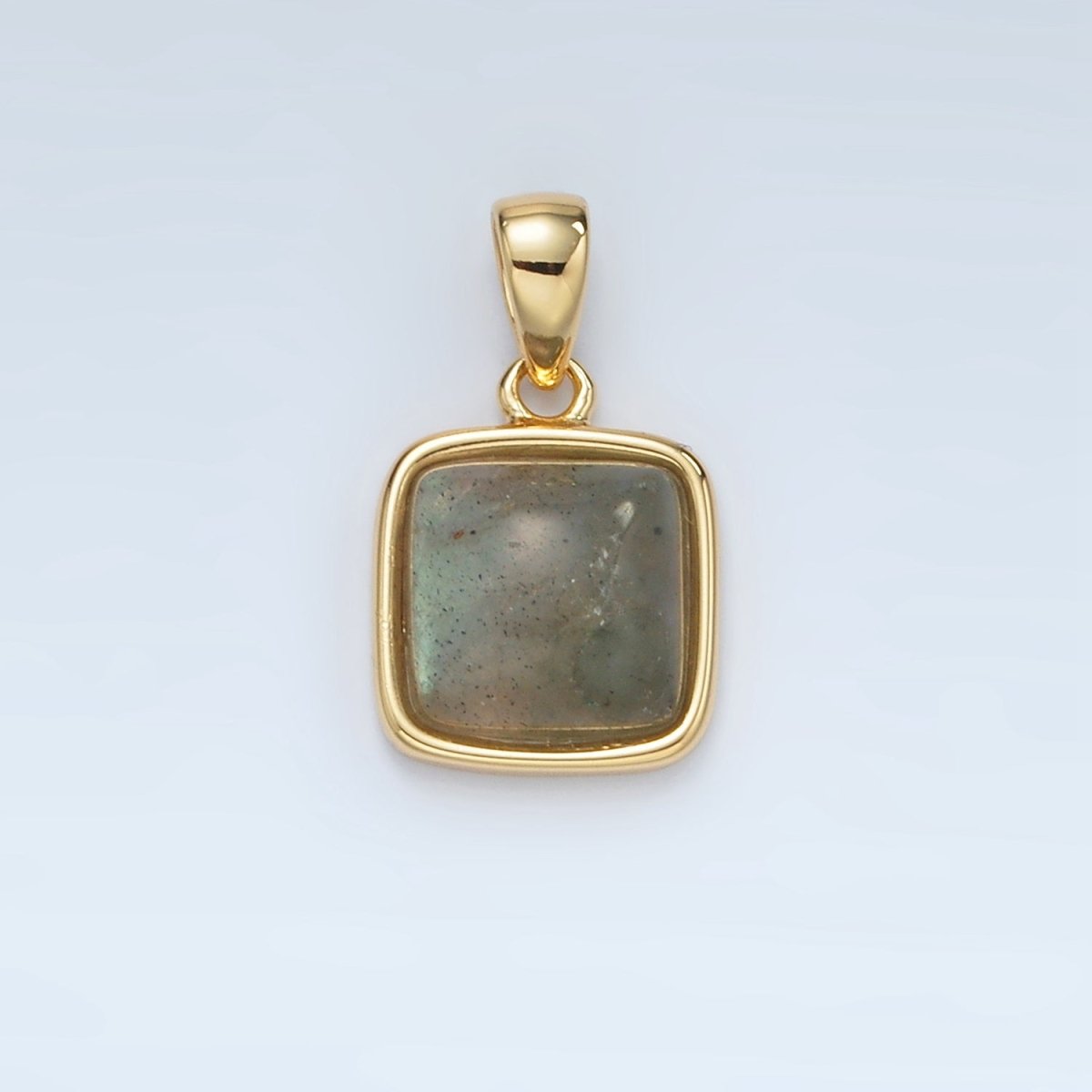 24K Gold Filled 17mm Natural Gemstone Bezel Square Pendant | AH165 - AH168 - DLUXCA