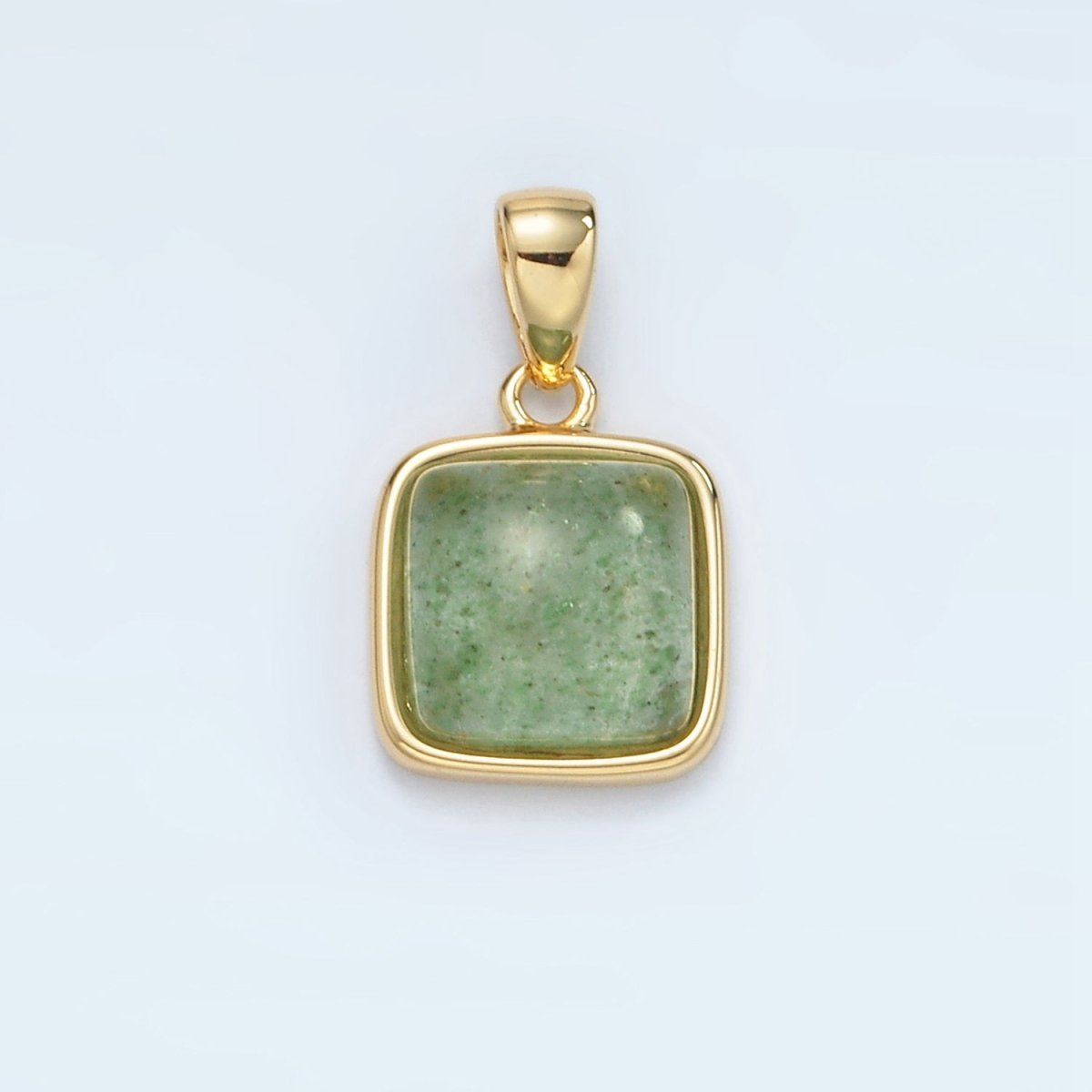 24K Gold Filled 17mm Natural Gemstone Bezel Square Pendant | AH165 - AH168 - DLUXCA