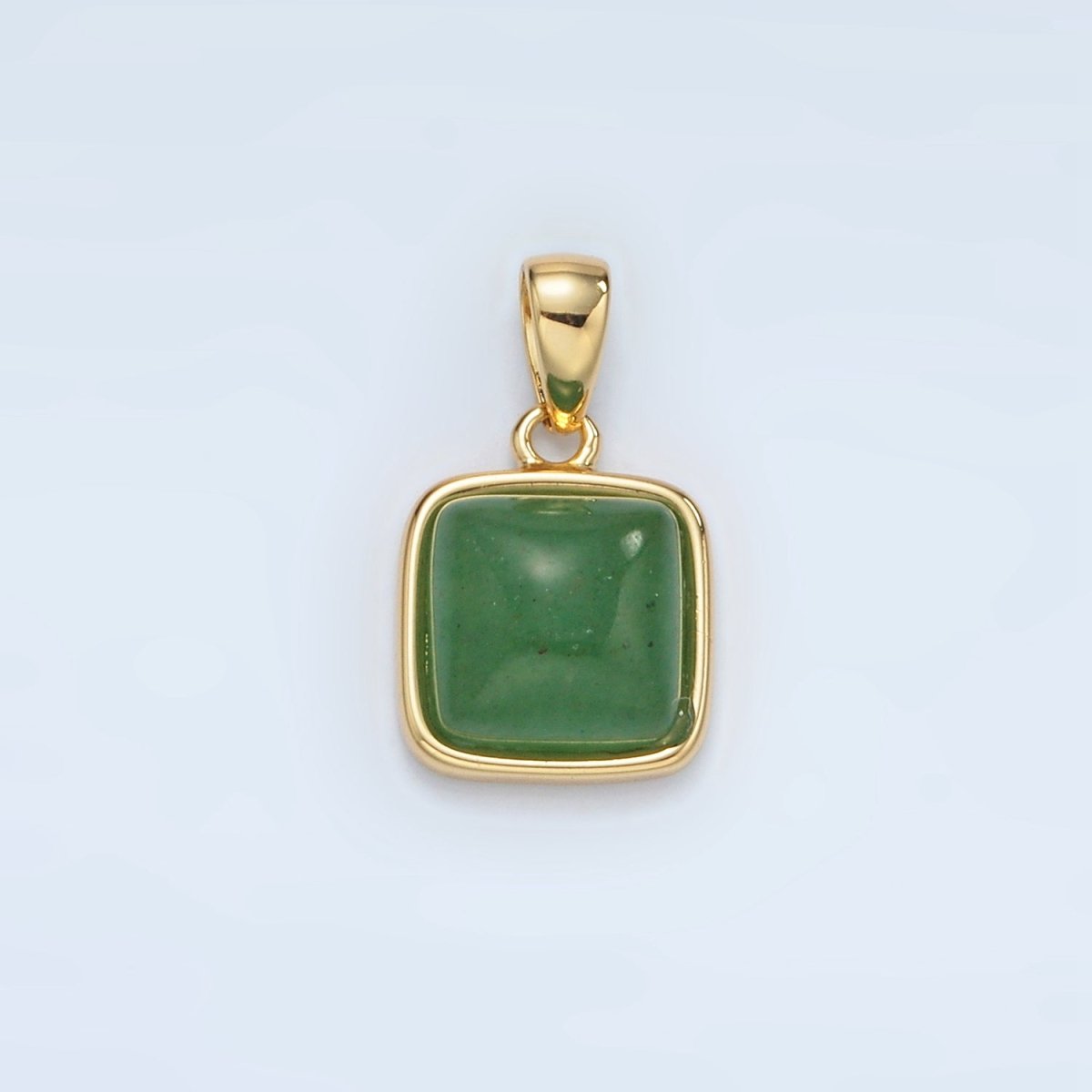 24K Gold Filled 17mm Natural Gemstone Bezel Square Pendant | AH165 - AH168 - DLUXCA