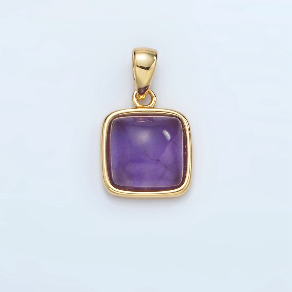 24K Gold Filled 17mm Natural Gemstone Bezel Square Pendant | AH165 - AH168 - DLUXCA