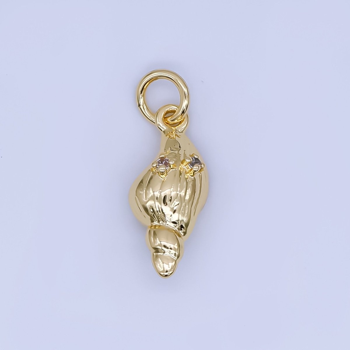 24K Gold Filled 17mm Round CZ Nautical Conch Shell Charm | A1612 - DLUXCA