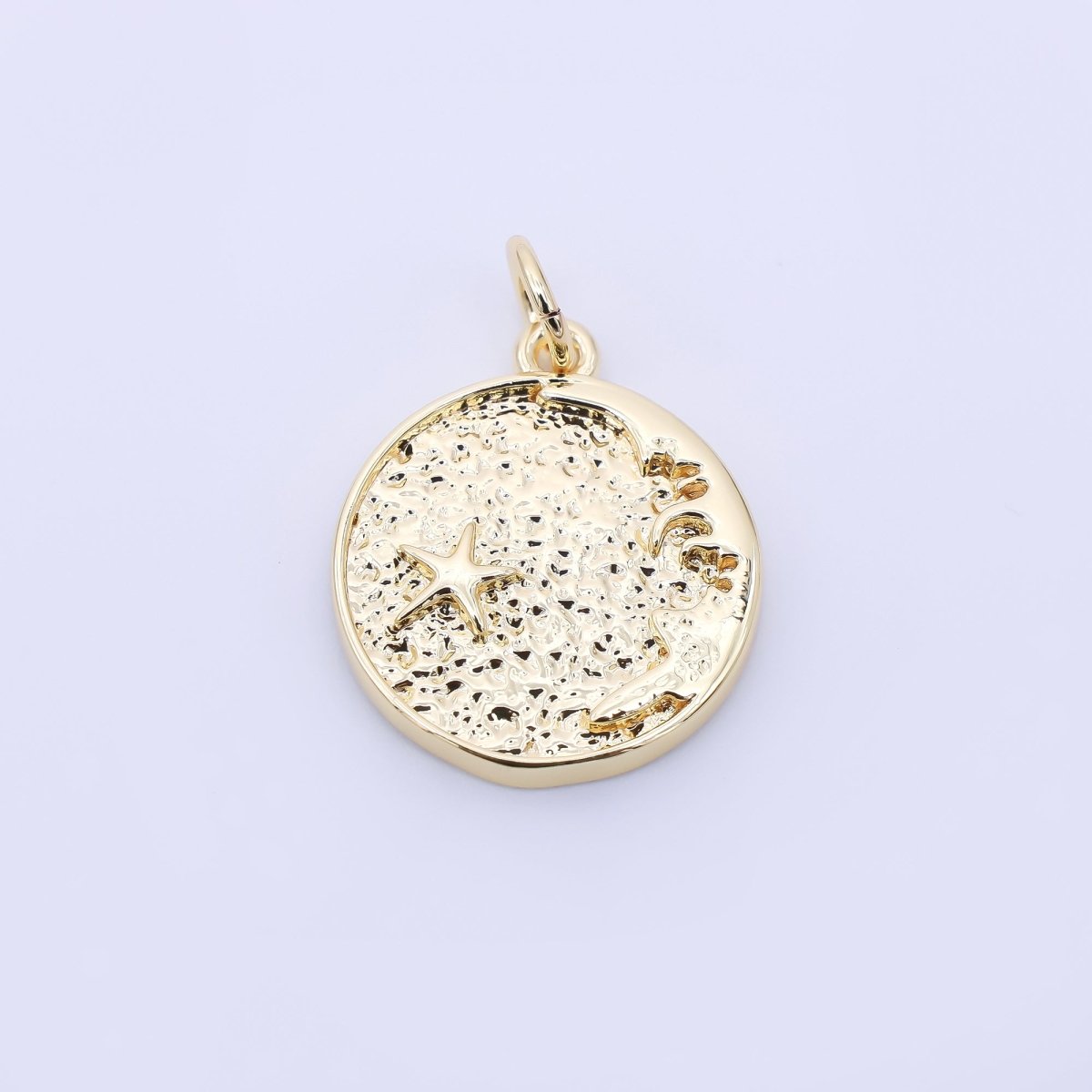 24K Gold Filled 17mm Sea Star Coast Medallion Coin Charm | AC1608 - DLUXCA