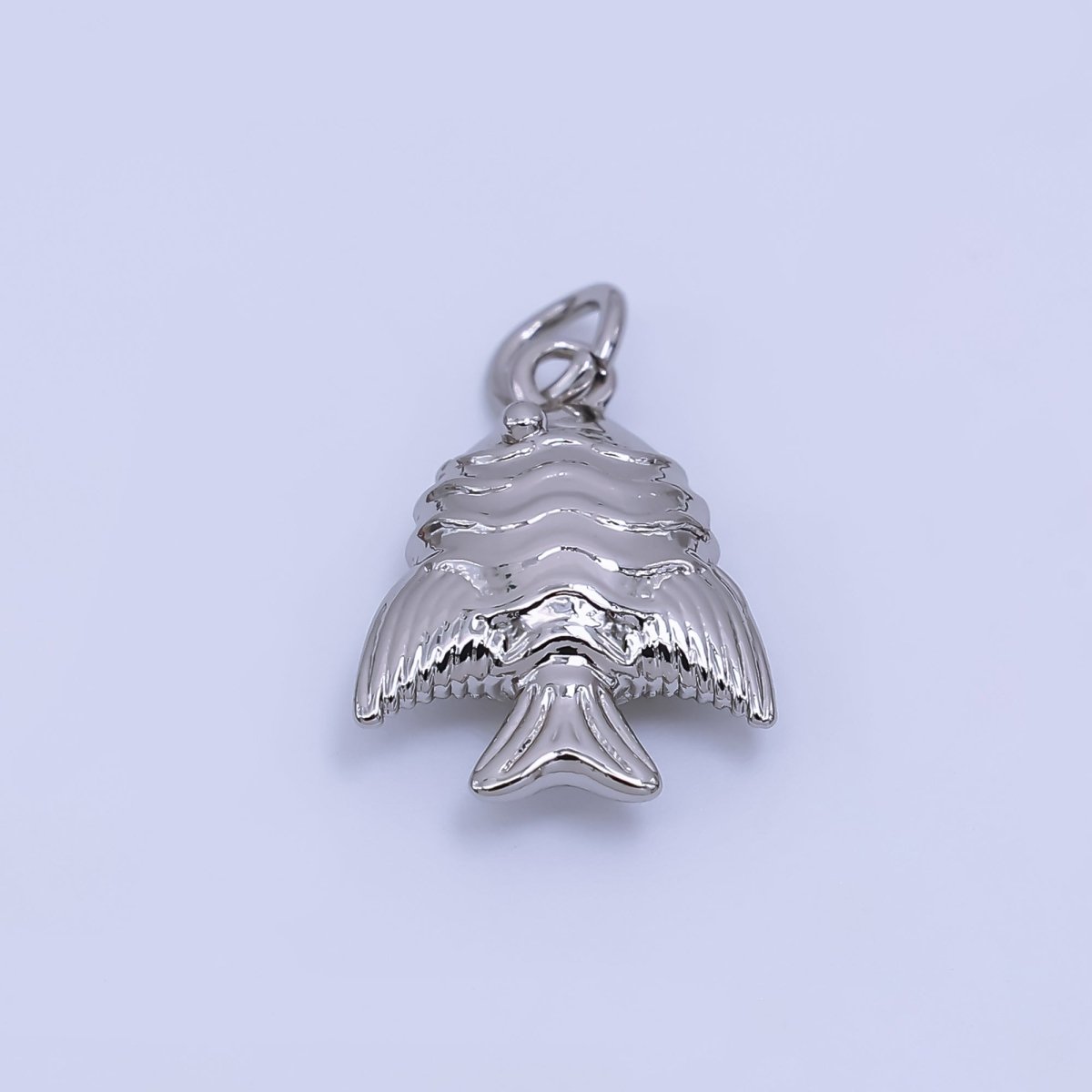 24K Gold Filled 17mm Textured Fish 3D Multidimensional Charm in Gold & Silver | AJ481 - DLUXCA