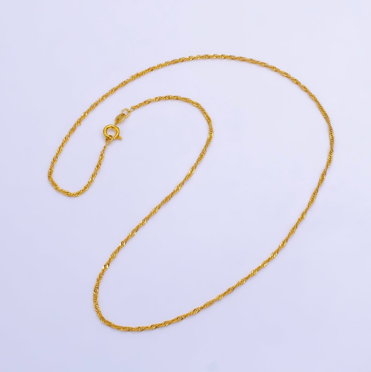 24K Gold Filled 1.7mm Twisted Singapore Chain 18 Inch Necklace | WA - 2514 - DLUXCA