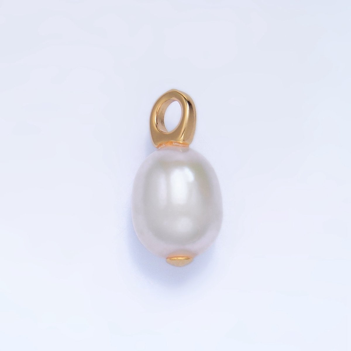 24K Gold Filled 17mm White Button Freshwater Pearl Drop Minimalist Pendant | P1917 - DLUXCA