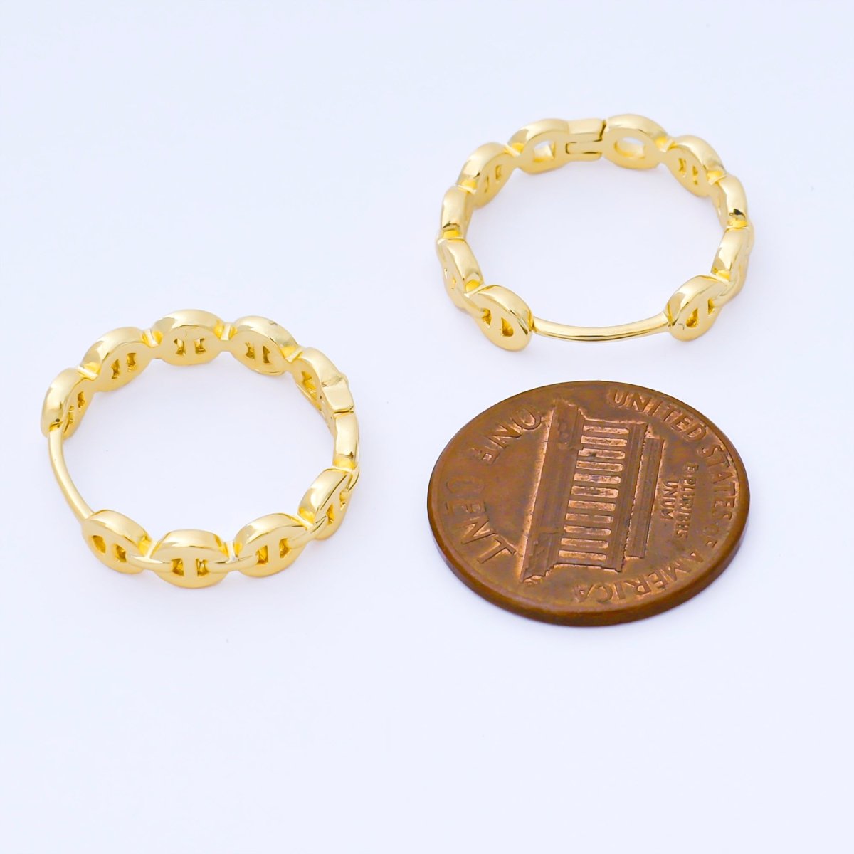 24K Gold Filled 18.5mm Chain Huggie Earrings in Gold & Silver | AB1613 AB1614 - DLUXCA