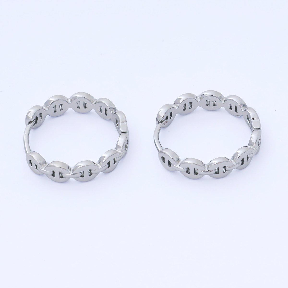 24K Gold Filled 18.5mm Chain Huggie Earrings in Gold & Silver | AB1613 AB1614 - DLUXCA