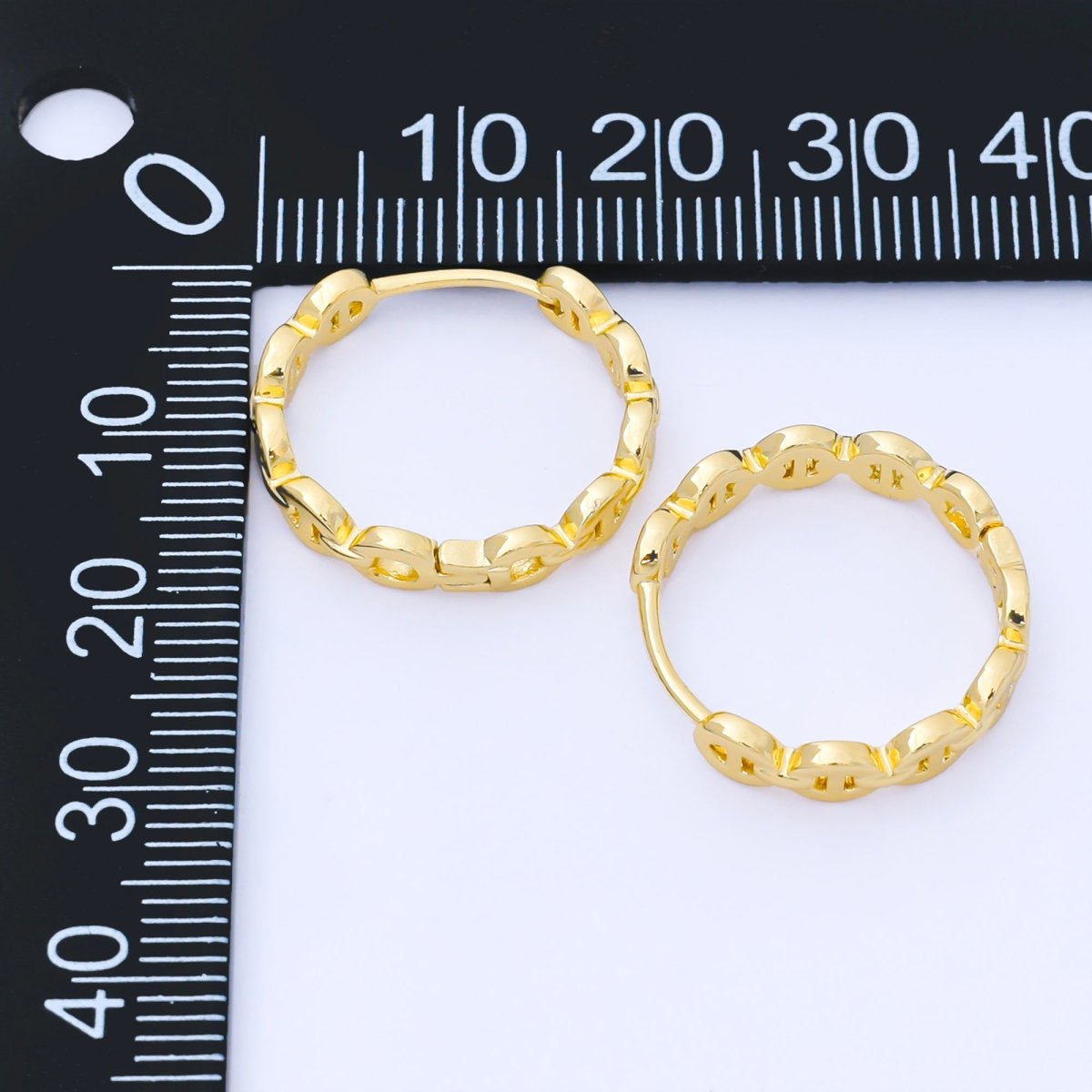 24K Gold Filled 18.5mm Chain Huggie Earrings in Gold & Silver | AB1613 AB1614 - DLUXCA