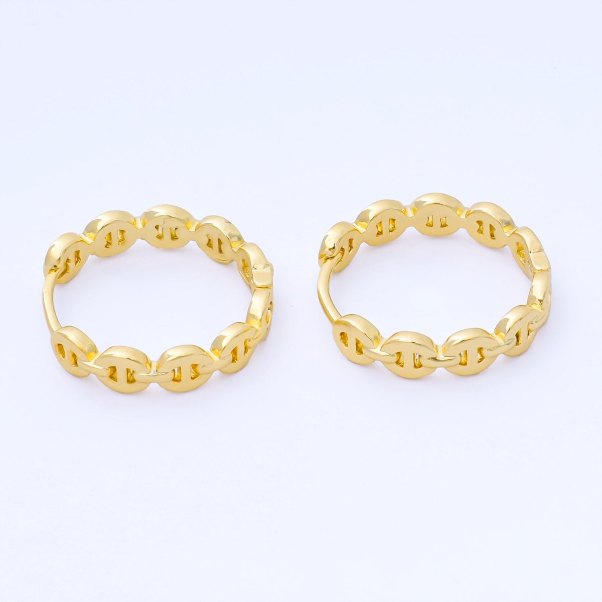 24K Gold Filled 18.5mm Chain Huggie Earrings in Gold & Silver | AB1613 AB1614 - DLUXCA
