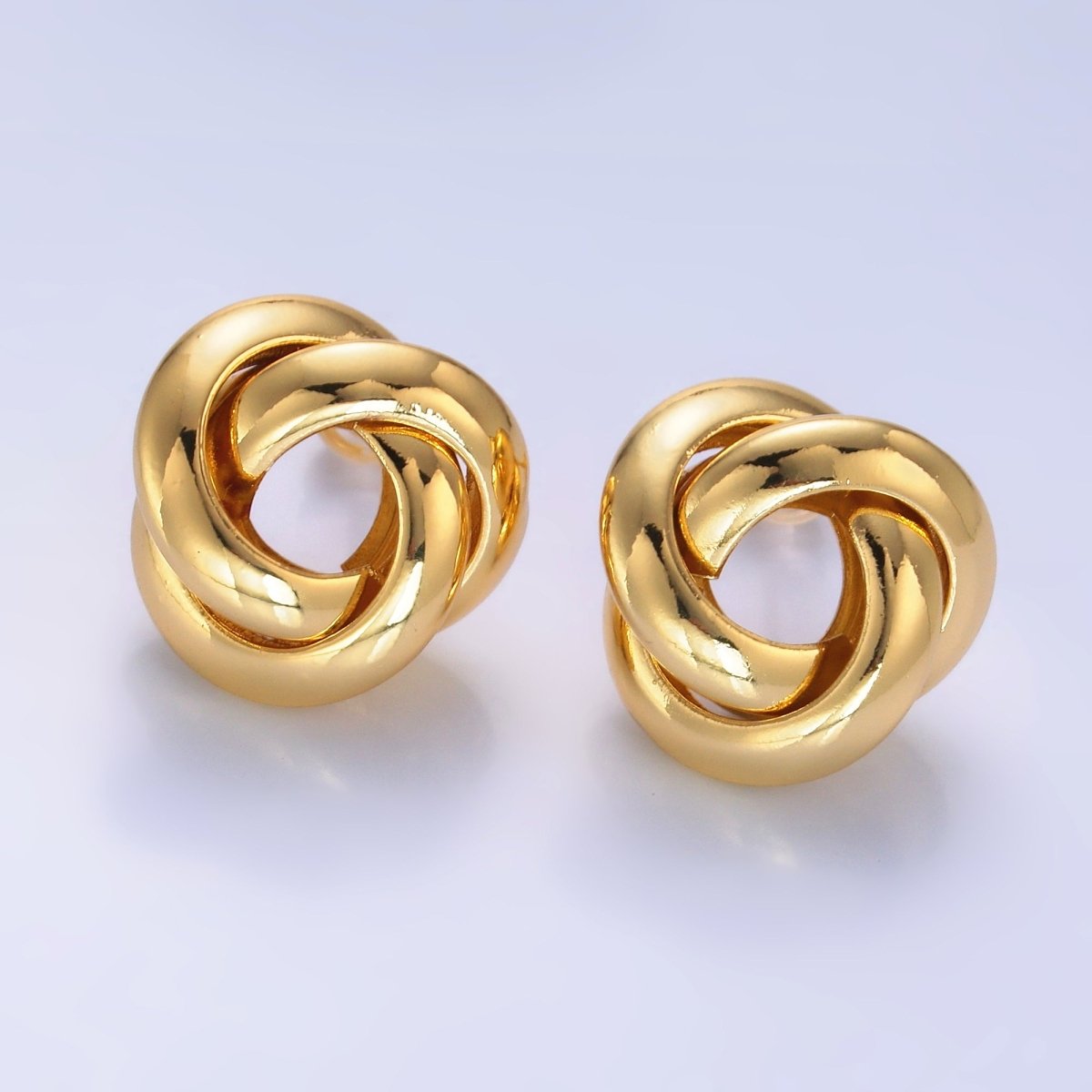 24K Gold Filled 18.5mm Geometric Circular Knot Stud Earrings | AB698 - DLUXCA