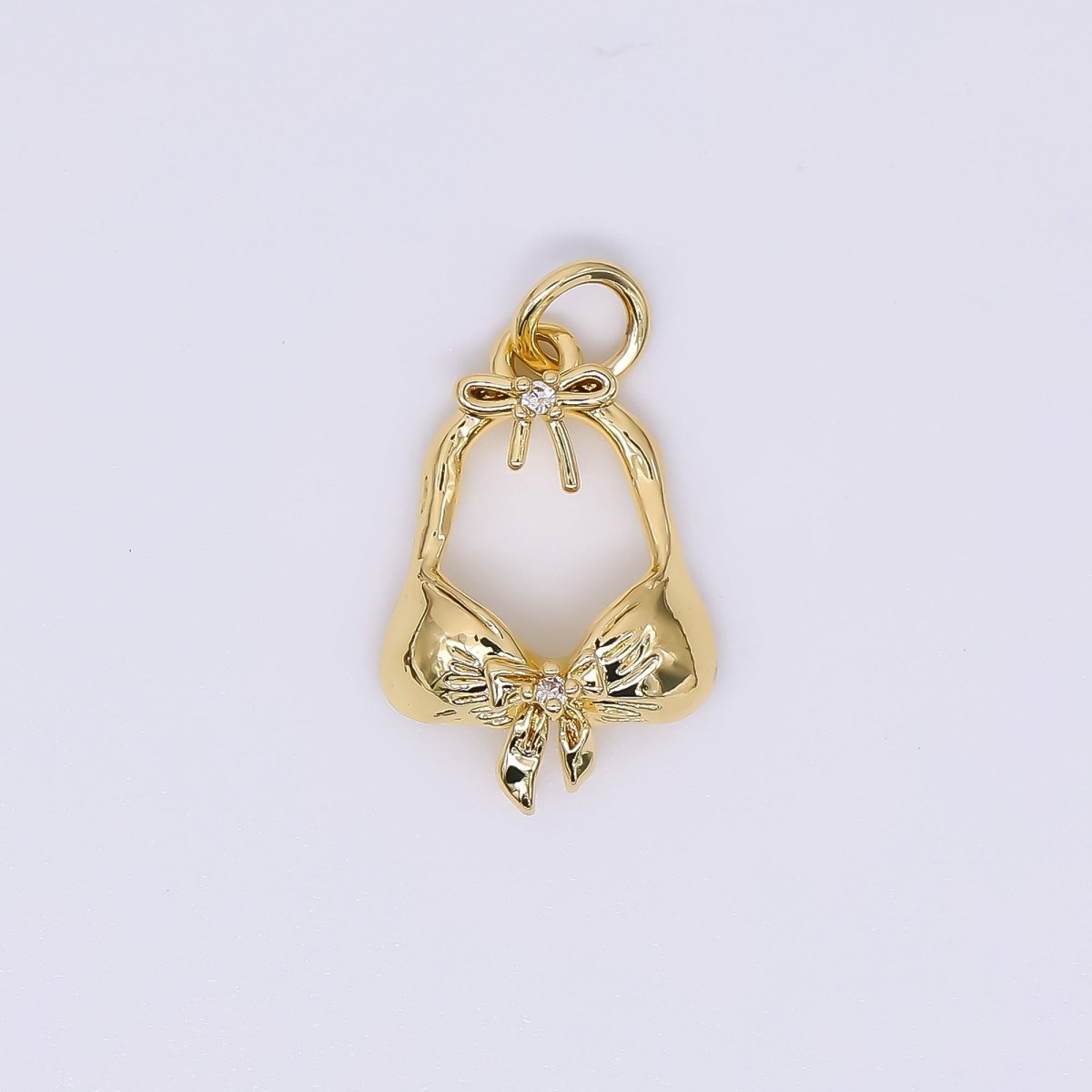 24K Gold Filled 18mm Beach Bra Bikini in Ribbon Fashion Charm in Gold & Silver | AH - 550 - DLUXCA