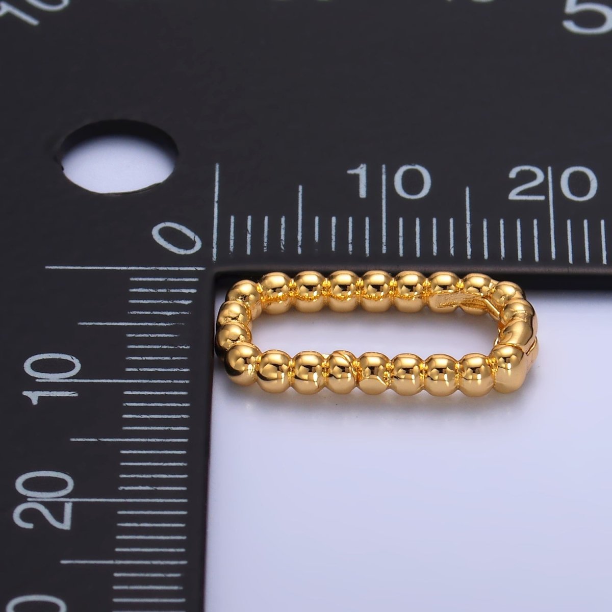 24K Gold Filled 18mm Beaded Bubble Push Rectangle Spring Gate Finding | Z1021 - DLUXCA