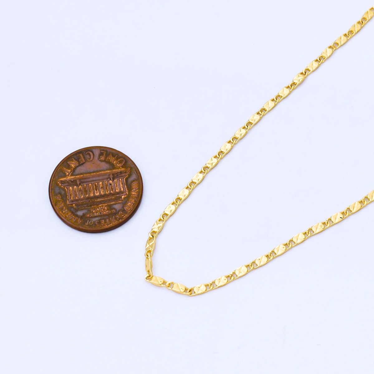 24K Gold Filled 1.8mm Dainty Edged Mariner Link Unfinished Chain by Yard | Roll - 1994 - DLUXCA
