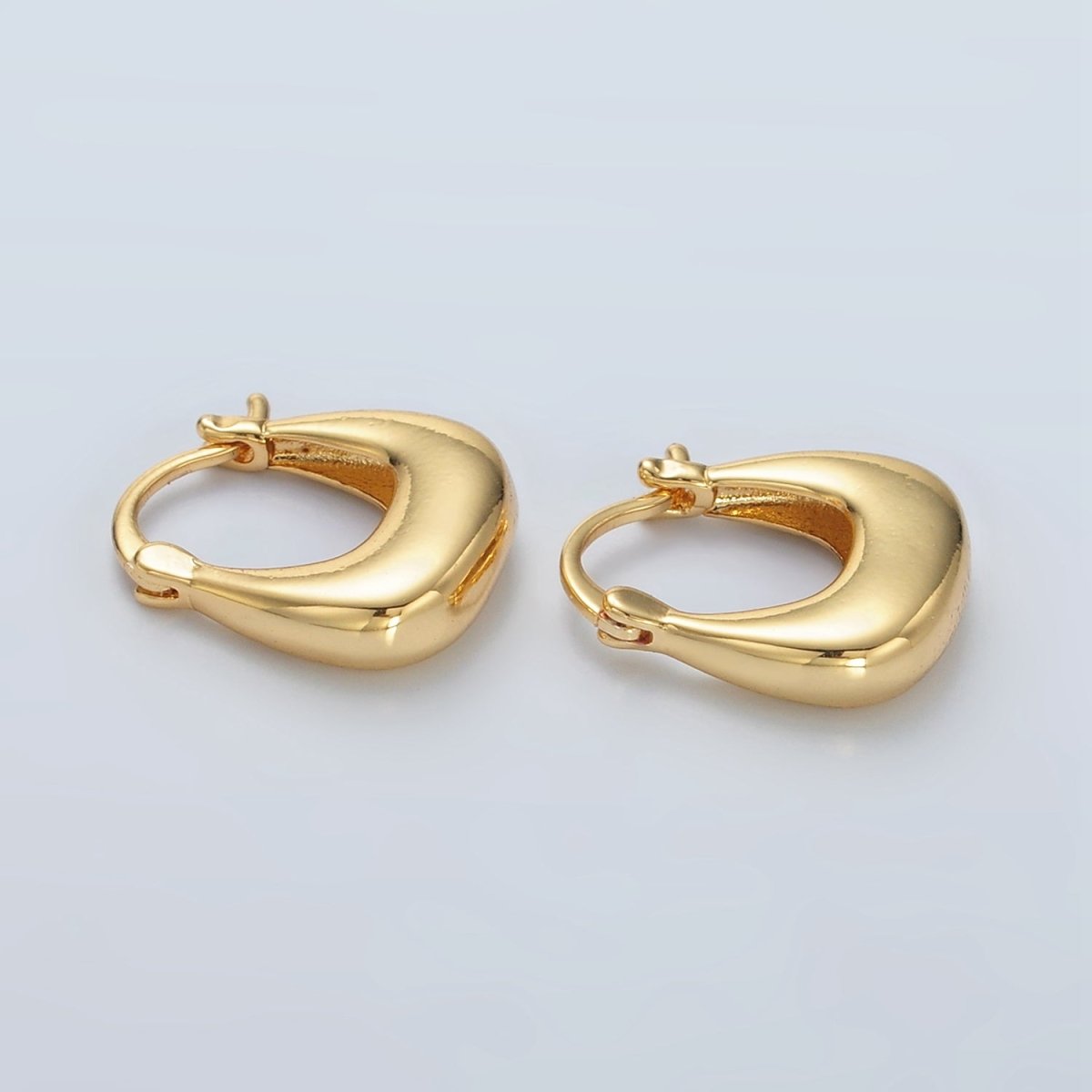 24K Gold Filled 18mm Dome Square Latch Hoop Earrings | T211 - DLUXCA