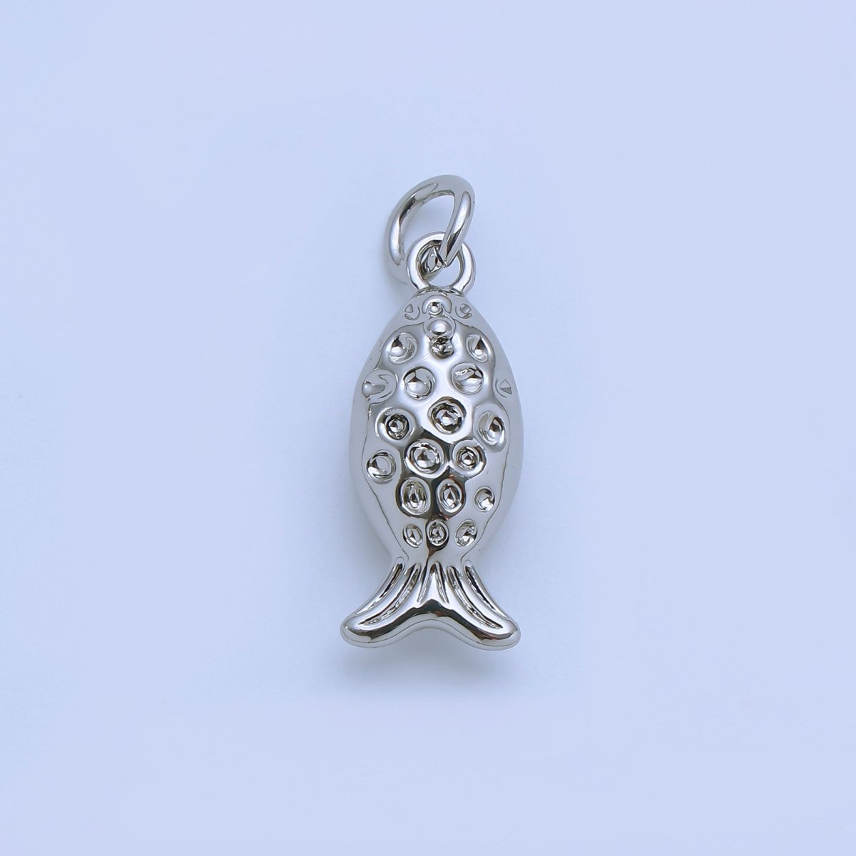24K Gold Filled 18mm Dotted Fish Multidimensional 3D Charm in Gold & Silver | AJ482 - DLUXCA