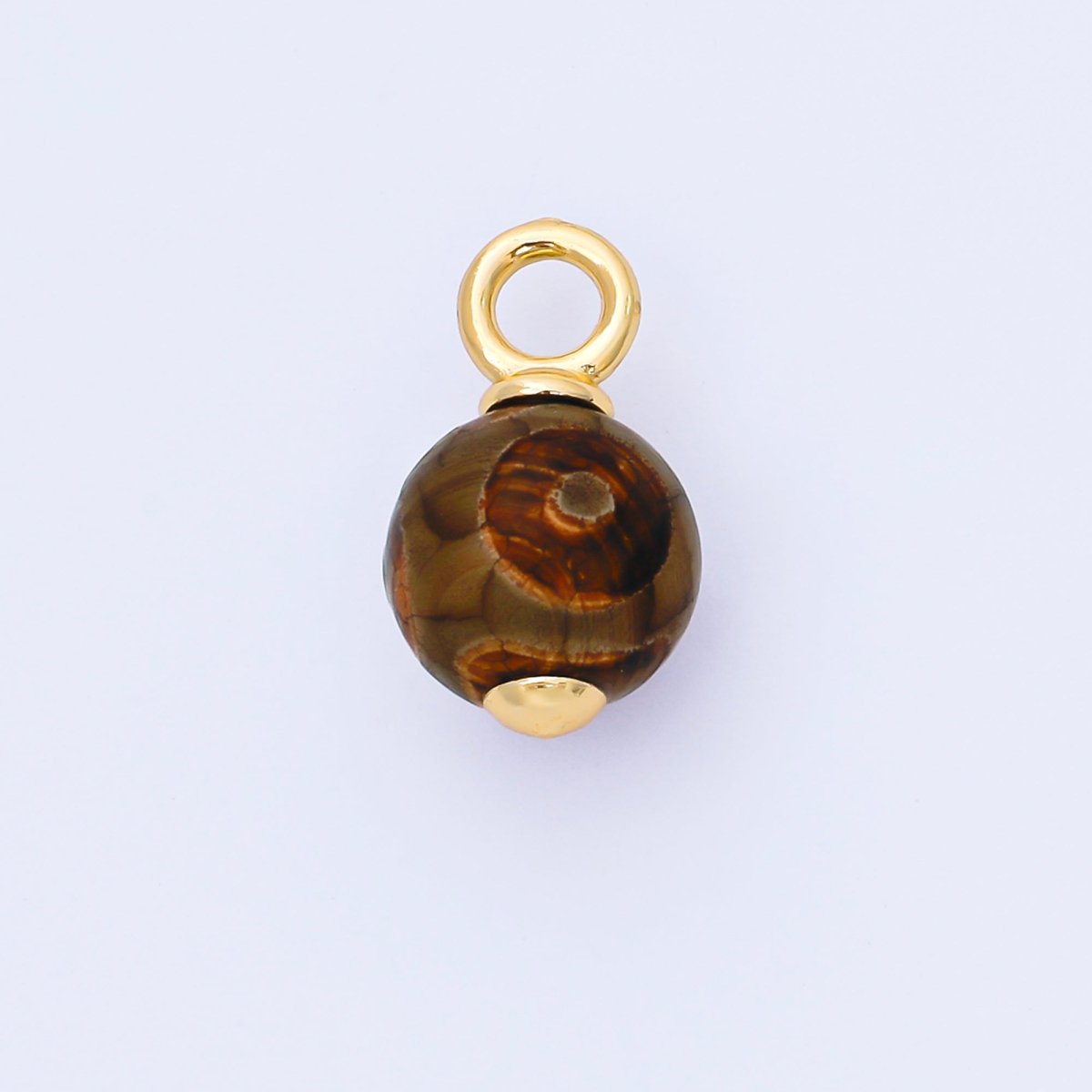 24K Gold Filled 18mm Light Brown Agate Gemstone Drop Charm | AF1302 - DLUXCA