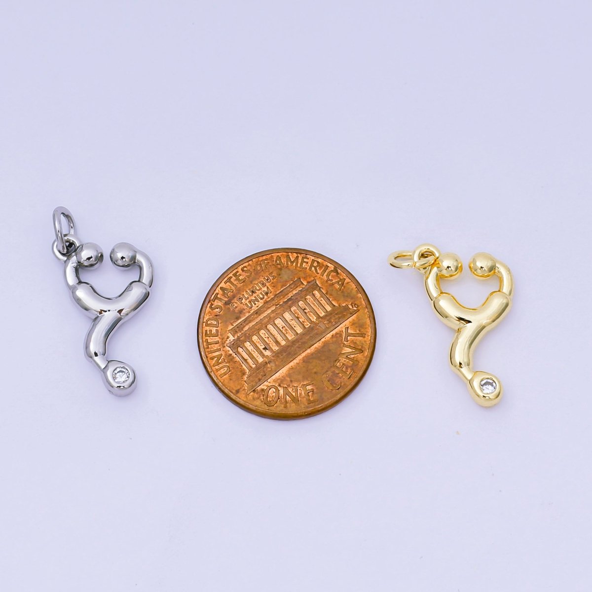 24K Gold Filled 18mm Medicine Stethoscope Multidimensional 3D Charm in Gold & Silver | AJ479 - DLUXCA