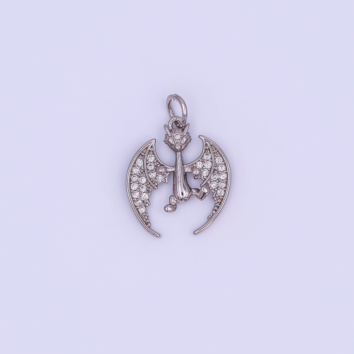 24K Gold Filled 18mm Micro Paved CZ Bat The Mystic Dragon Charm in Gold & Silver | AF495 - DLUXCA