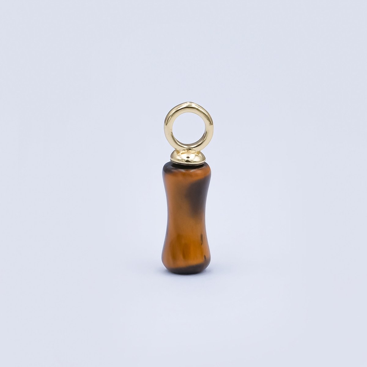 24K Gold Filled 18mm Natural Gemstone Pill Drop Charm in Carnelian, Amethyst, & Quartz | D - 032 D - 042 D - 048 - DLUXCA