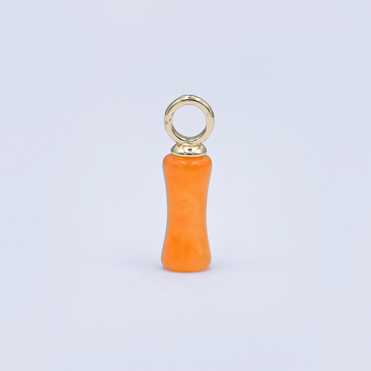 24K Gold Filled 18mm Natural Gemstone Pill Drop Charm in Carnelian, Amethyst, & Quartz | D - 032 D - 042 D - 048 - DLUXCA
