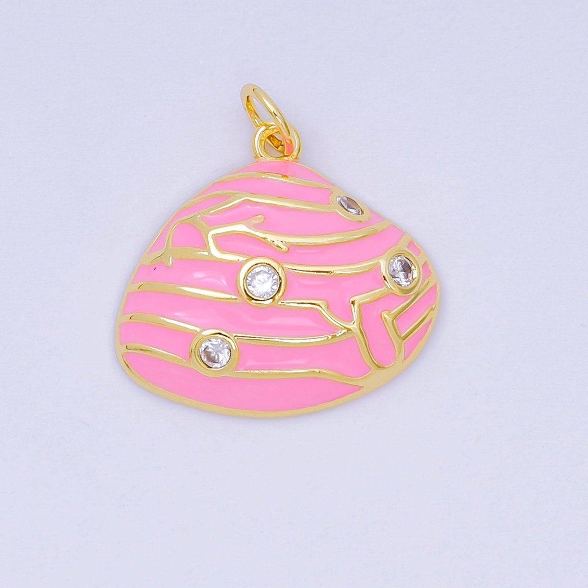 24K Gold Filled 18mm Round CZ Enamel Art Ocean Rock Coral Charm in Red, Pink, & Green | D - 166 D - 126 D - 240 - DLUXCA