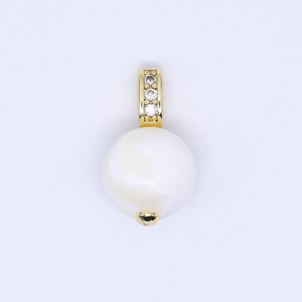 24K Gold Filled 18mm Shell Pearl Rounded White Brown Twirl Charm | AF - 553 AF - 554 AF - 559 - DLUXCA