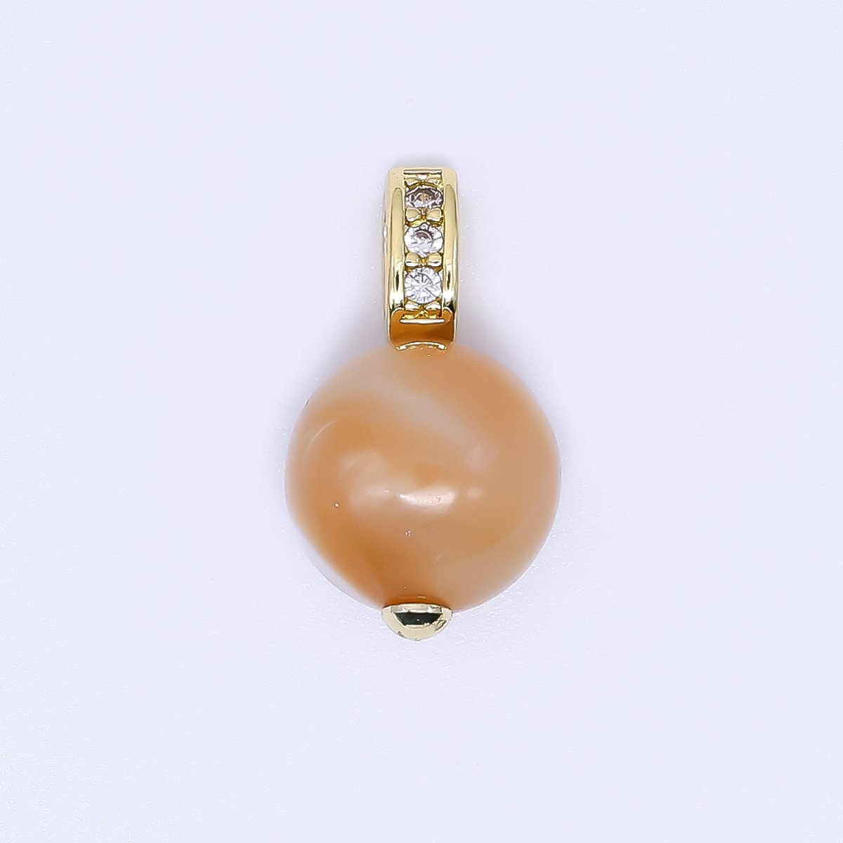24K Gold Filled 18mm Shell Pearl Rounded White Brown Twirl Charm | AF - 553 AF - 554 AF - 559 - DLUXCA