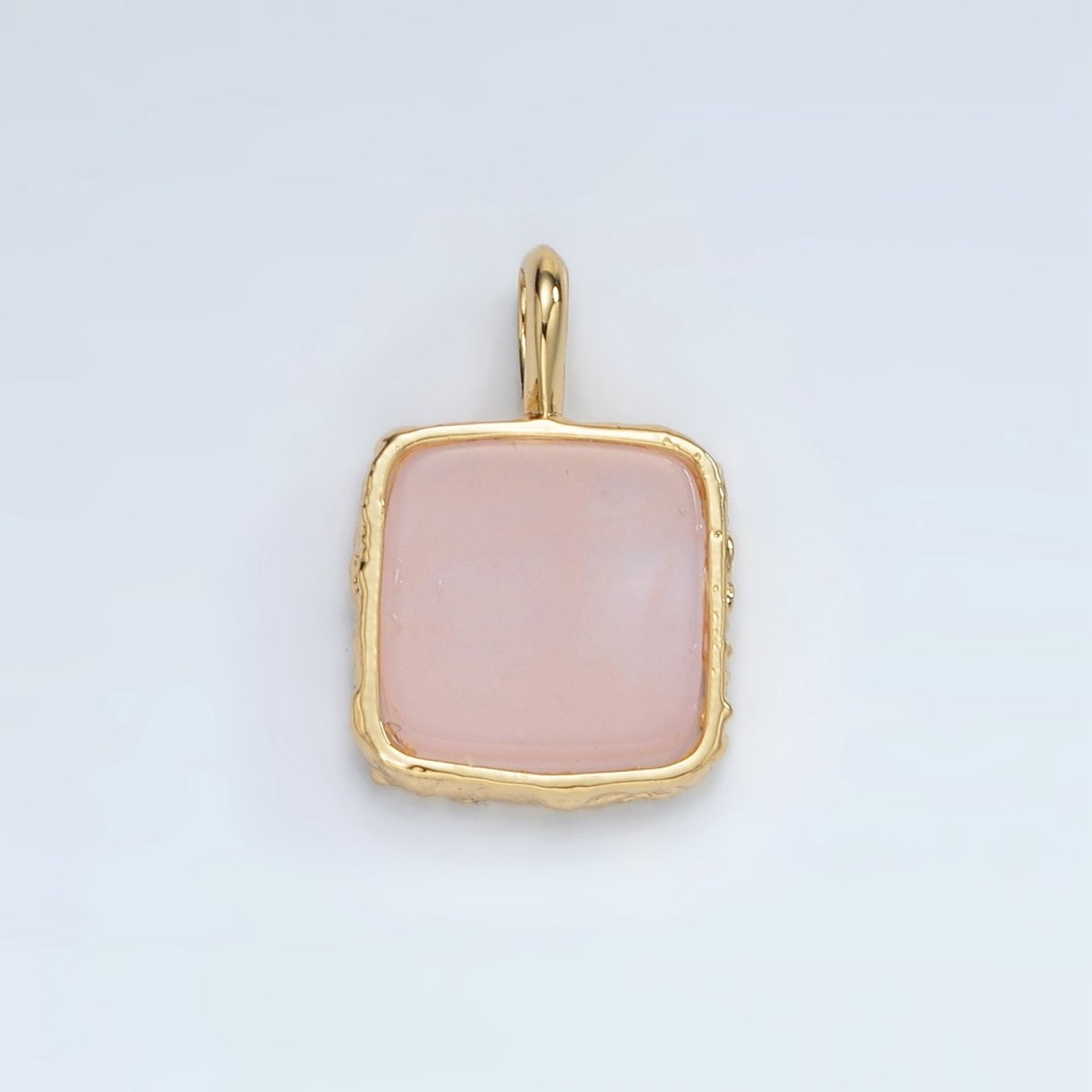 24K Gold Filled 18mm Square Natural Gemstone Pendant | AA1358 - AA1364 - DLUXCA