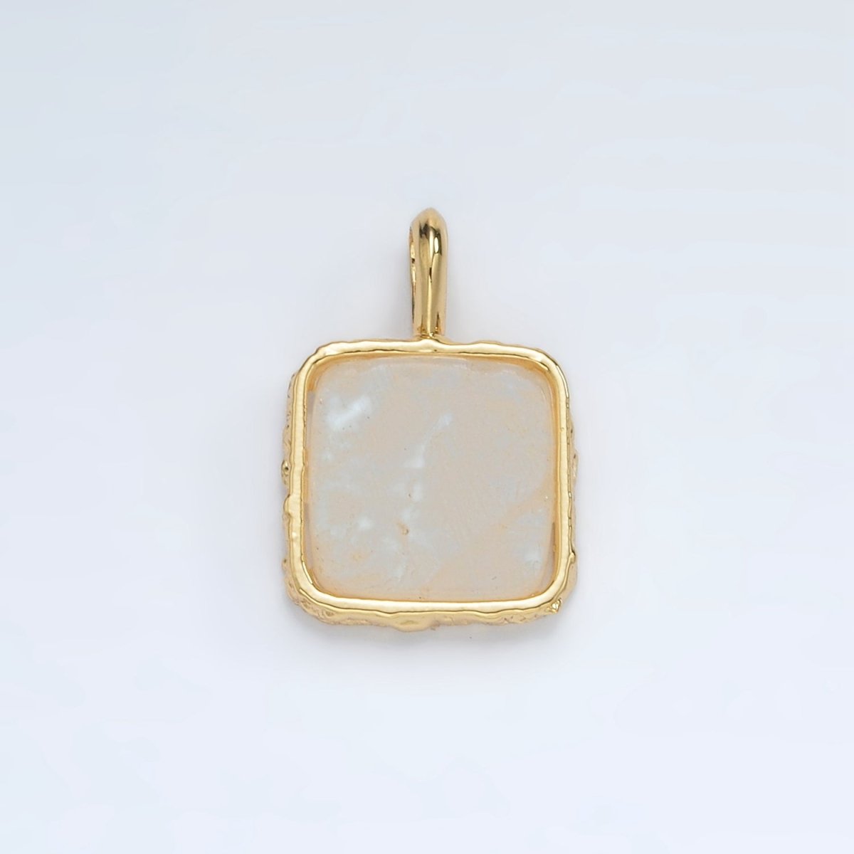 24K Gold Filled 18mm Square Natural Gemstone Pendant | AA1358 - AA1364 - DLUXCA