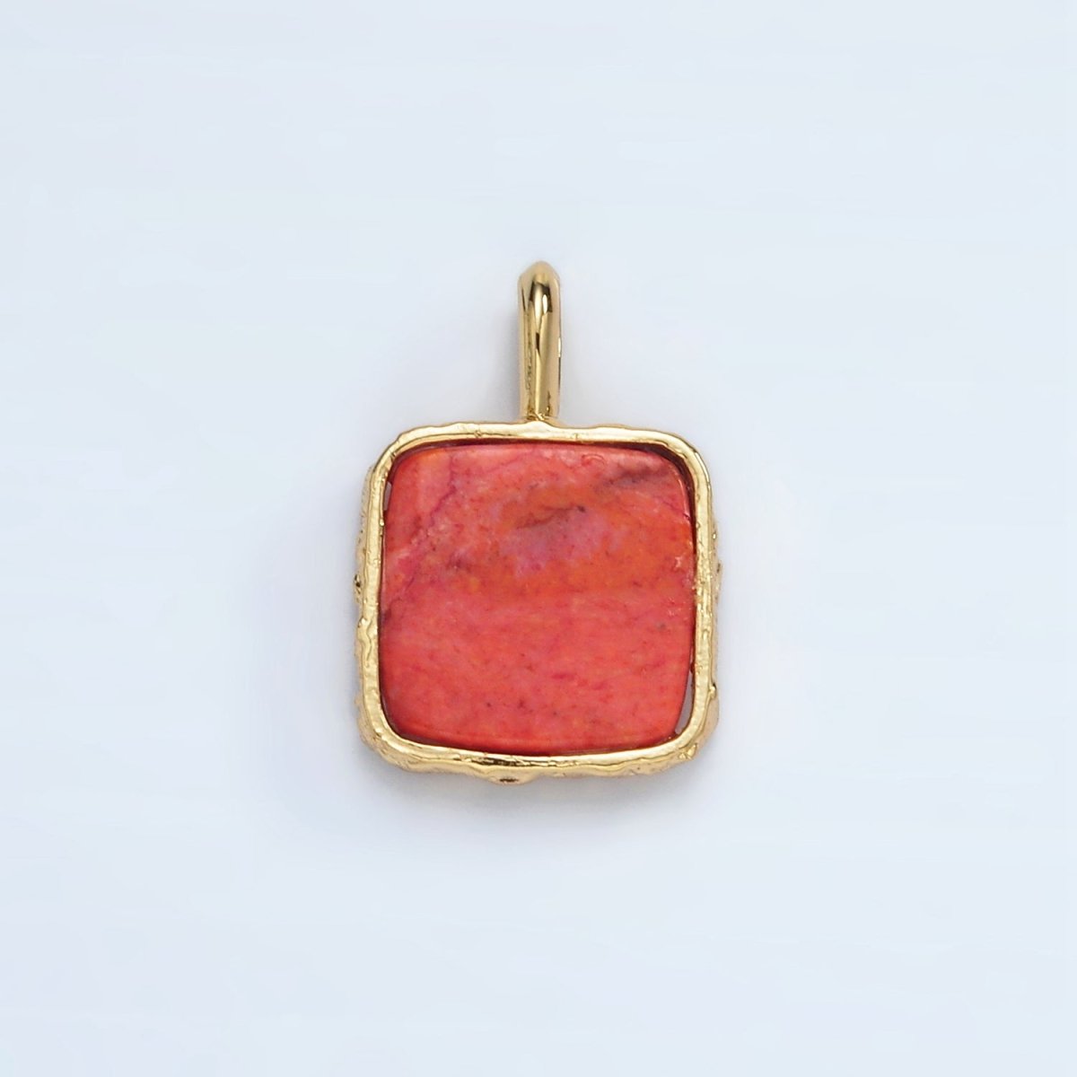 24K Gold Filled 18mm Square Natural Gemstone Pendant | AA1358 - AA1364 - DLUXCA