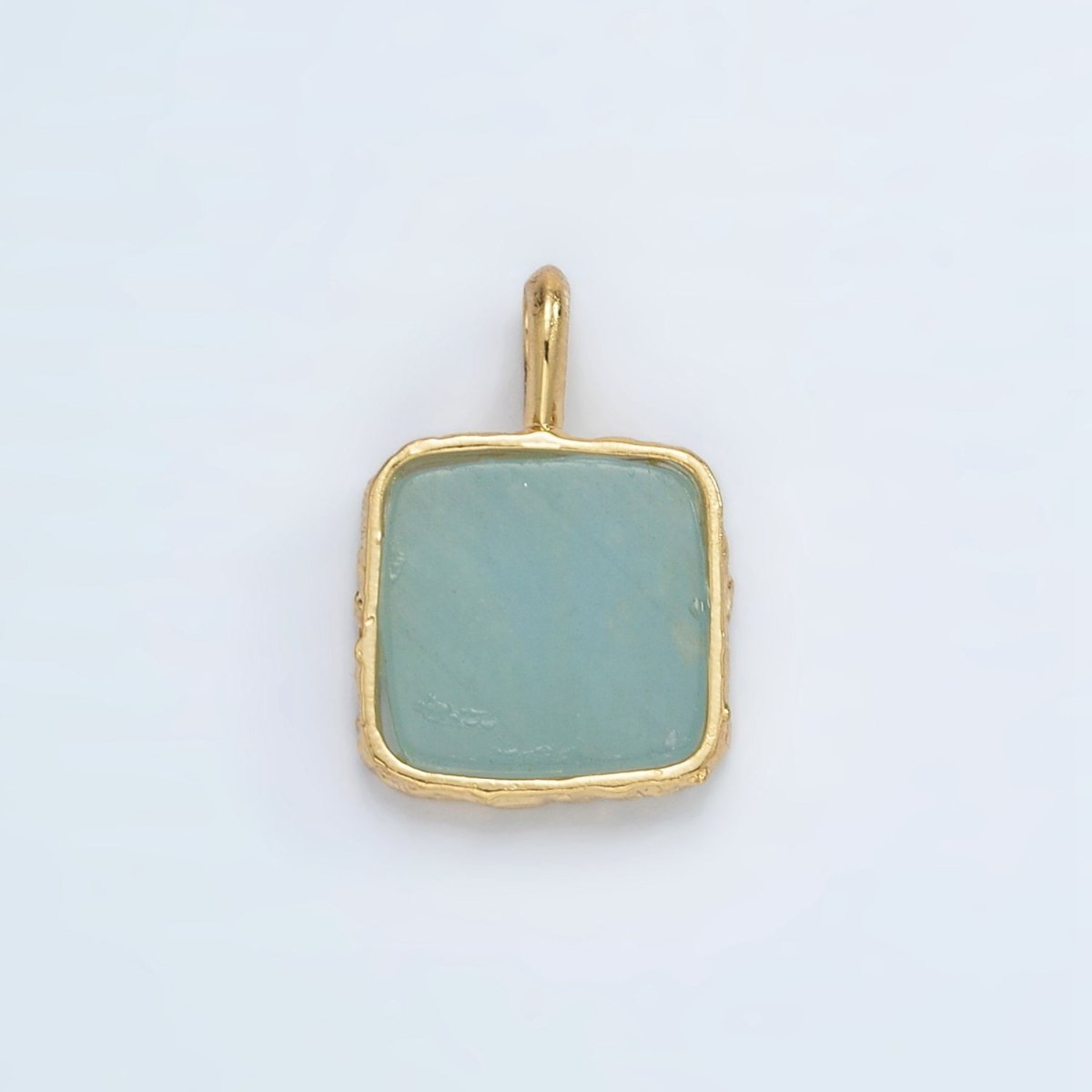 24K Gold Filled 18mm Square Natural Gemstone Pendant | AA1358 - AA1364 - DLUXCA