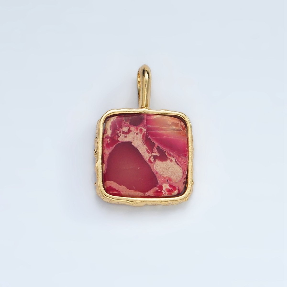 24K Gold Filled 18mm Square Natural Gemstone Pendant | AA1358 - AA1364 - DLUXCA