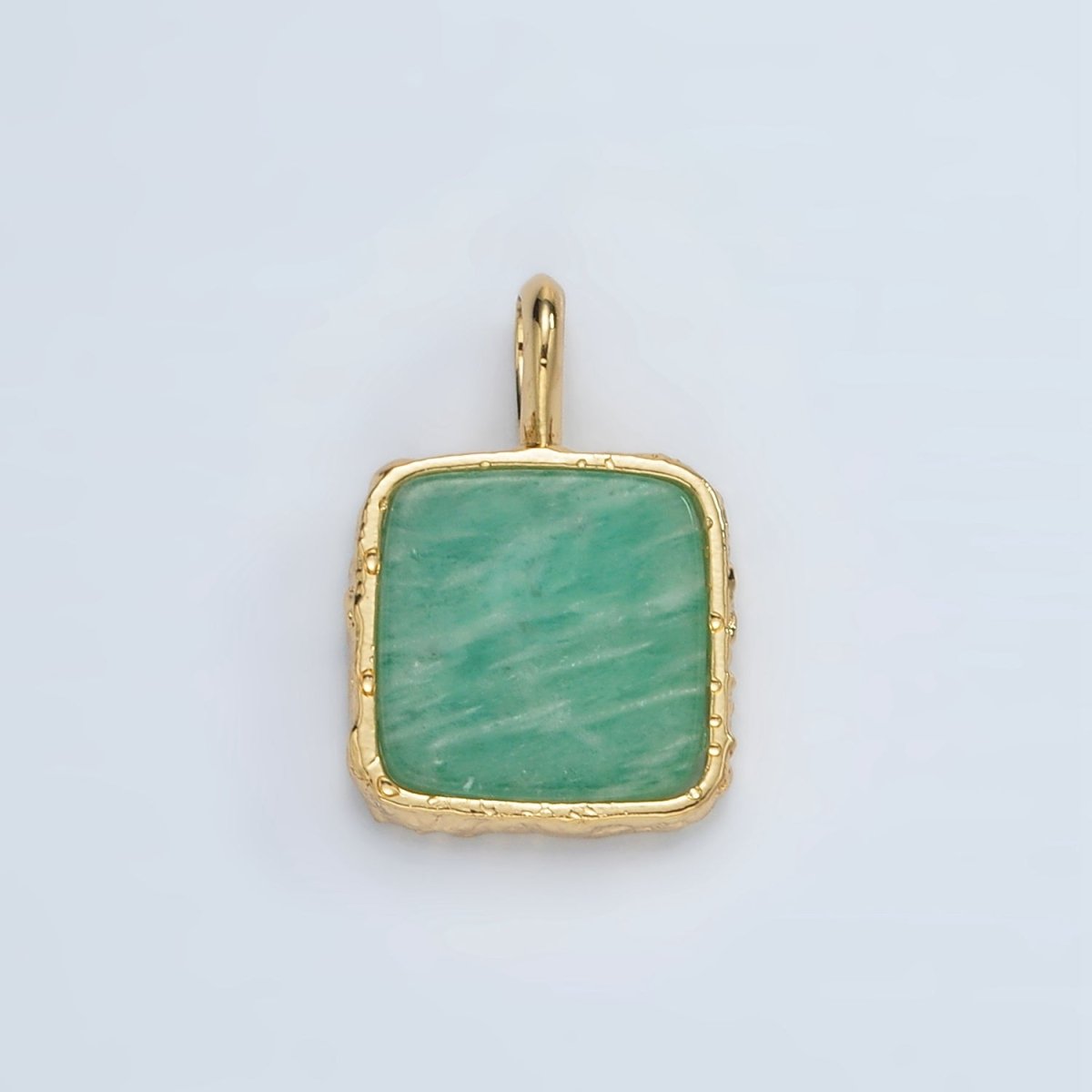 24K Gold Filled 18mm Square Natural Gemstone Pendant | AA1358 - AA1364 - DLUXCA