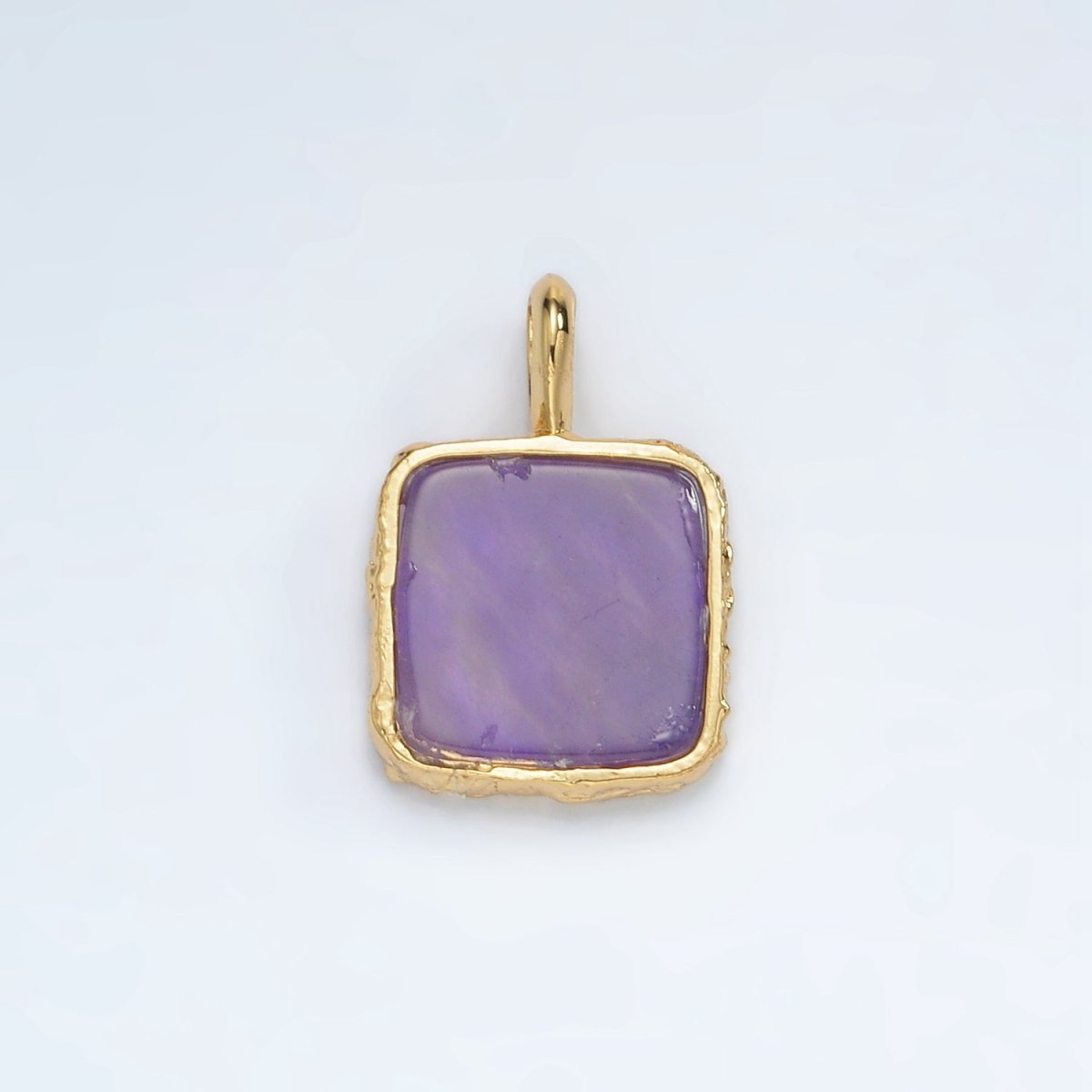 24K Gold Filled 18mm Square Natural Gemstone Pendant | AA1358 - AA1364 - DLUXCA