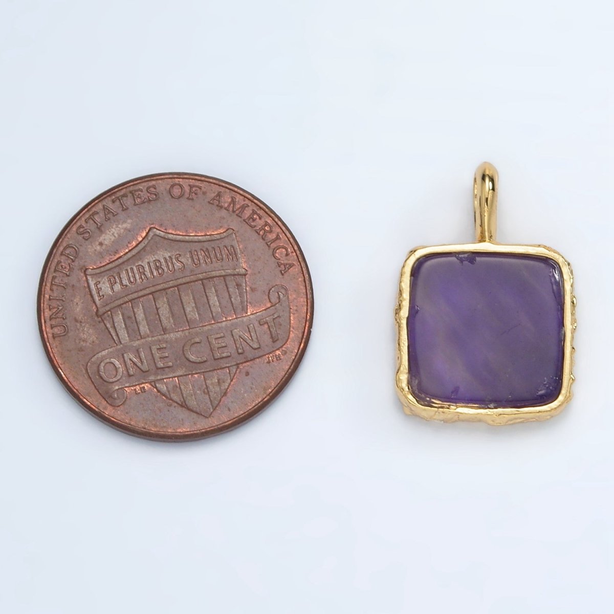 24K Gold Filled 18mm Square Natural Gemstone Pendant | AA1358 - AA1364 - DLUXCA