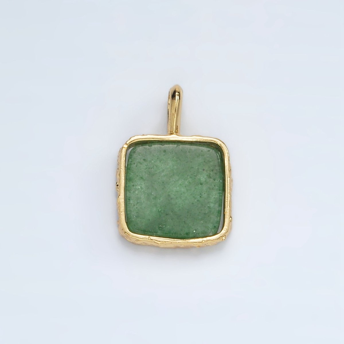 24K Gold Filled 18mm Square Natural Gemstone Pendant | AA1358 - AA1364 - DLUXCA