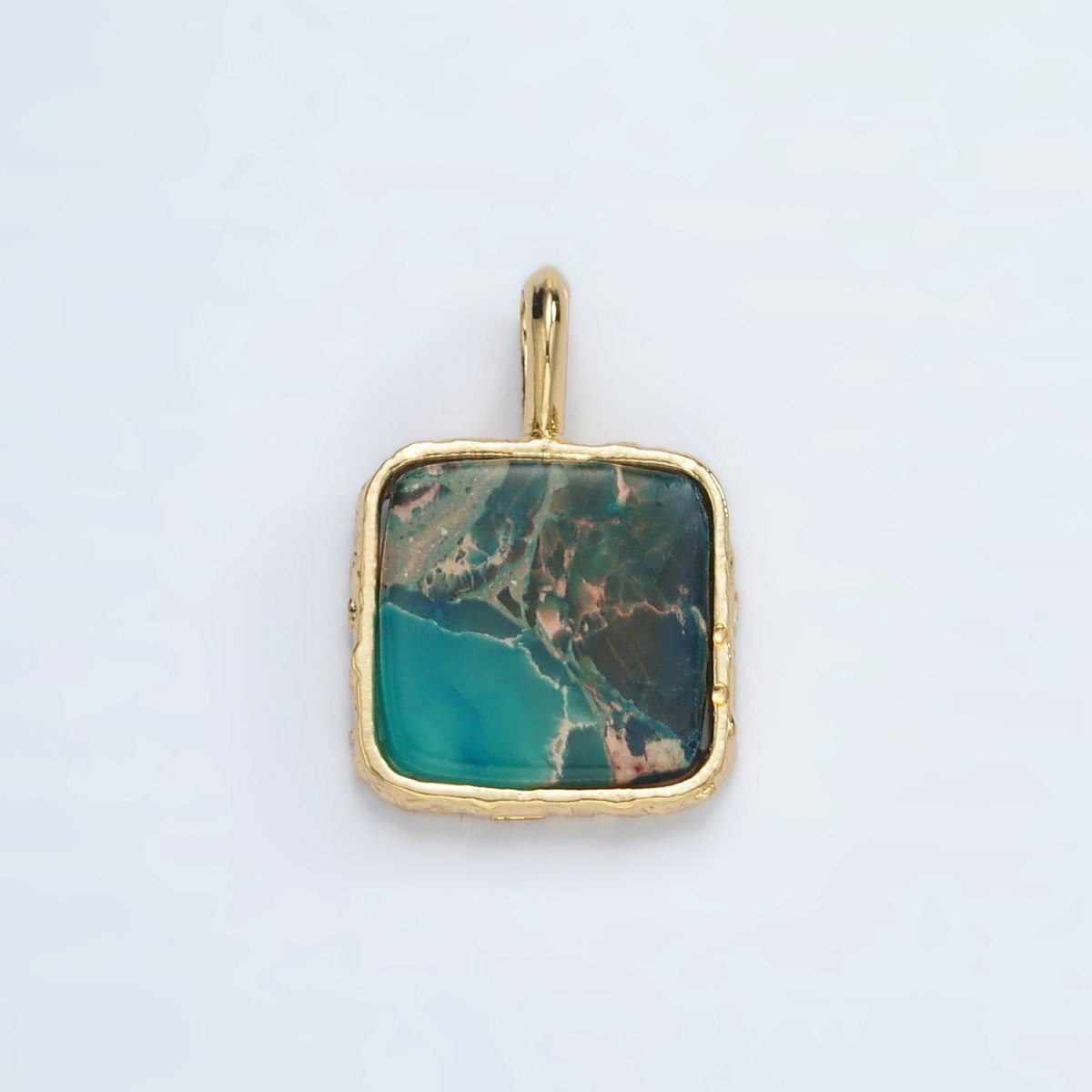 24K Gold Filled 18mm Square Natural Gemstone Pendant | AA1358 - AA1364 - DLUXCA