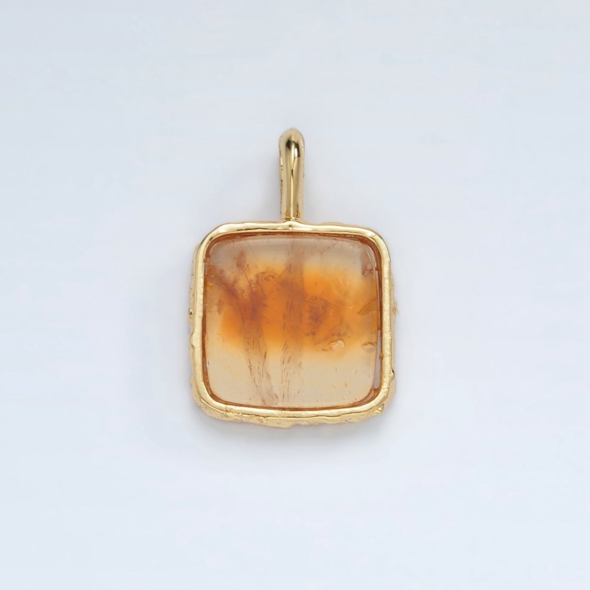 24K Gold Filled 18mm Square Natural Gemstone Pendant | AA1358 - AA1364 - DLUXCA